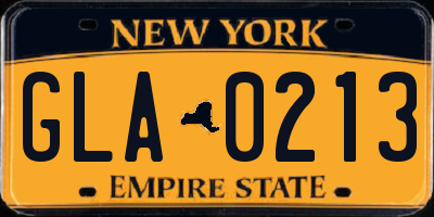NY license plate GLA0213