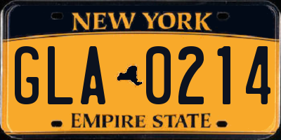NY license plate GLA0214