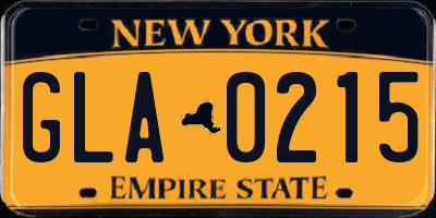 NY license plate GLA0215
