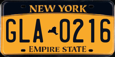 NY license plate GLA0216