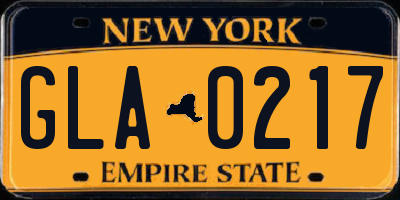 NY license plate GLA0217