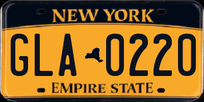 NY license plate GLA0220