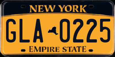 NY license plate GLA0225