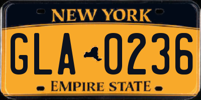 NY license plate GLA0236