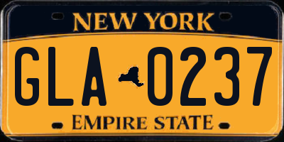 NY license plate GLA0237