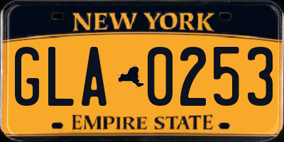 NY license plate GLA0253
