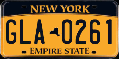 NY license plate GLA0261