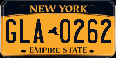 NY license plate GLA0262