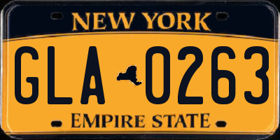 NY license plate GLA0263