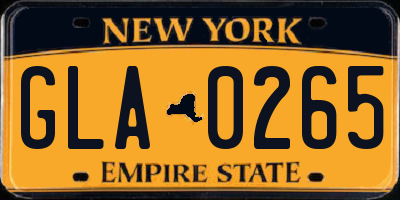 NY license plate GLA0265