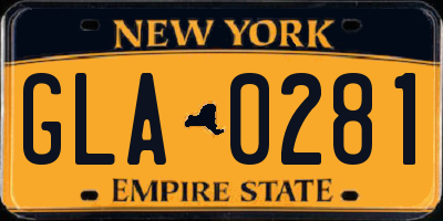 NY license plate GLA0281
