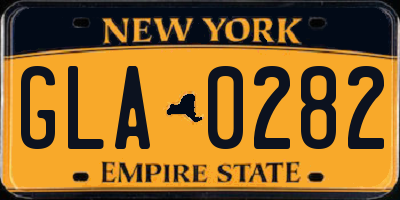 NY license plate GLA0282