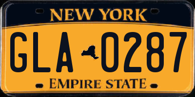 NY license plate GLA0287