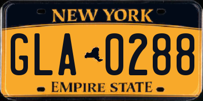 NY license plate GLA0288