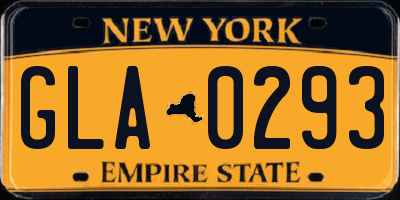 NY license plate GLA0293