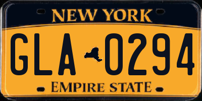 NY license plate GLA0294