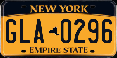 NY license plate GLA0296