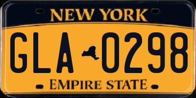 NY license plate GLA0298