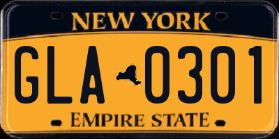 NY license plate GLA0301