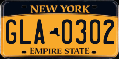 NY license plate GLA0302