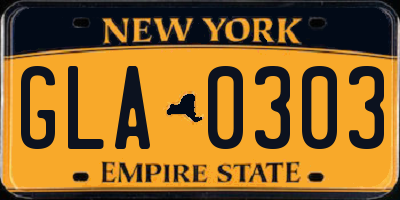 NY license plate GLA0303