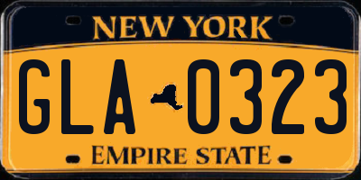 NY license plate GLA0323