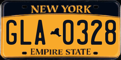 NY license plate GLA0328