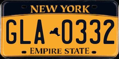 NY license plate GLA0332