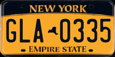 NY license plate GLA0335