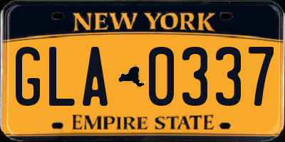NY license plate GLA0337