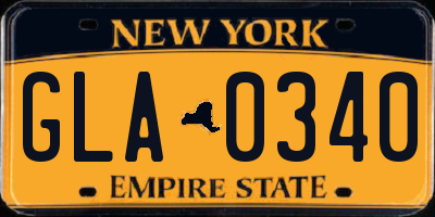 NY license plate GLA0340
