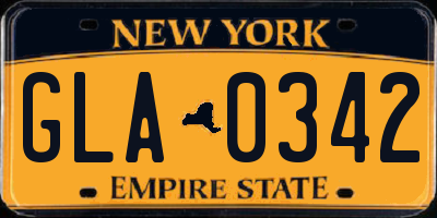 NY license plate GLA0342