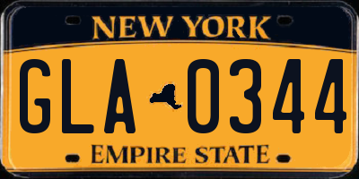 NY license plate GLA0344