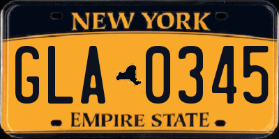 NY license plate GLA0345