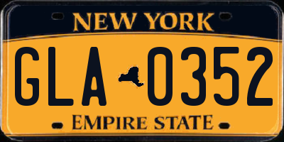 NY license plate GLA0352