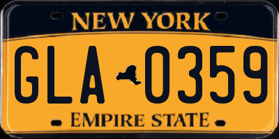 NY license plate GLA0359