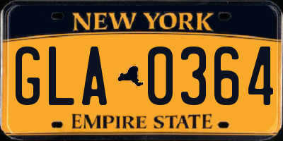 NY license plate GLA0364