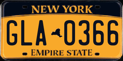 NY license plate GLA0366