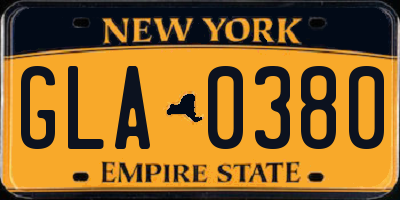 NY license plate GLA0380