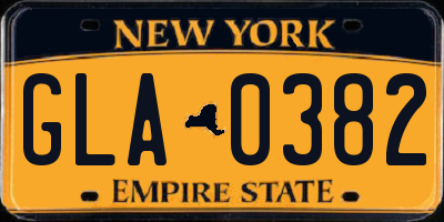 NY license plate GLA0382