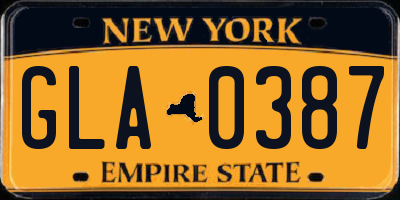 NY license plate GLA0387
