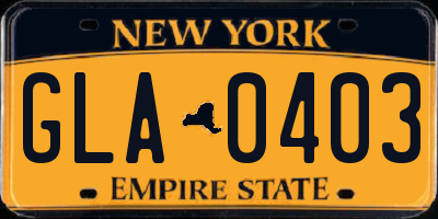 NY license plate GLA0403