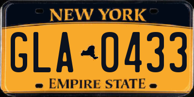 NY license plate GLA0433