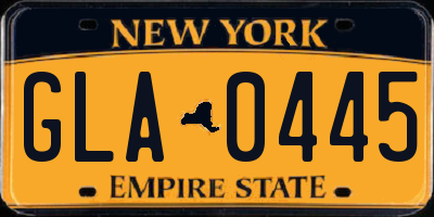 NY license plate GLA0445