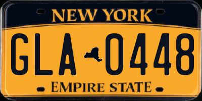 NY license plate GLA0448