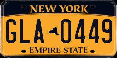 NY license plate GLA0449