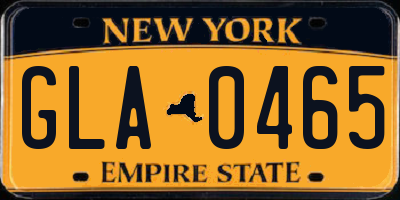 NY license plate GLA0465
