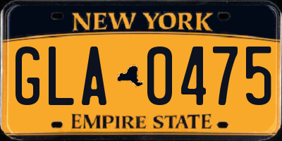 NY license plate GLA0475