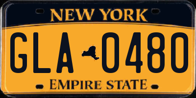 NY license plate GLA0480