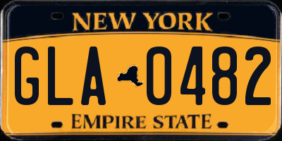 NY license plate GLA0482